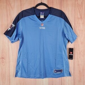 Tennessee Titans Jersey Womens Large Blue NFL Pro Line Football Mesh V Neck Logo